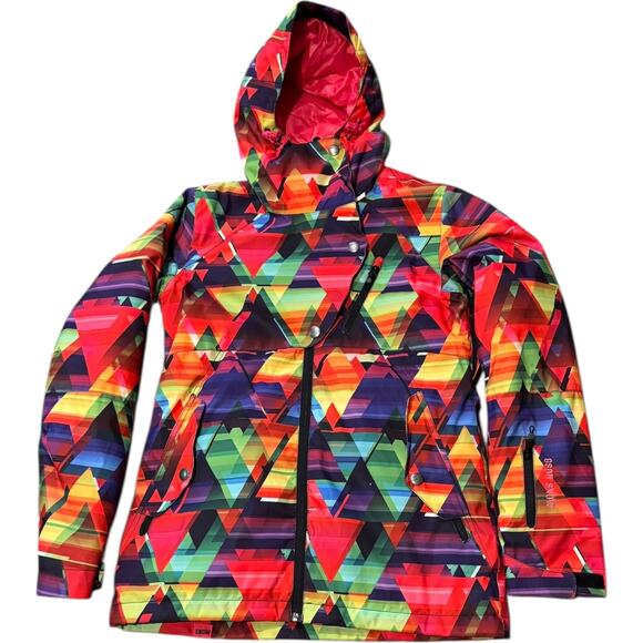 2010s Gsou Snow Geometric 10K Waterproof Ski Jacket snowboard winter Small - Picture 15 of 16